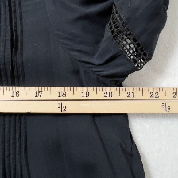 Aritzia Wilfred Sonore Babydoll Dress Sz L Black Pintuck Pleat Short  Sleeve - Picture 14 of 15